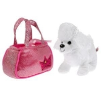 Мягкая игрушка пудель 15см в розовой сумочке с короной