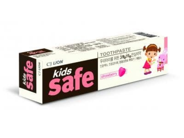 CJ LION "Kids Safe" Зубная паста детская (от 3-х до 12 лет), 90 гр. клубника