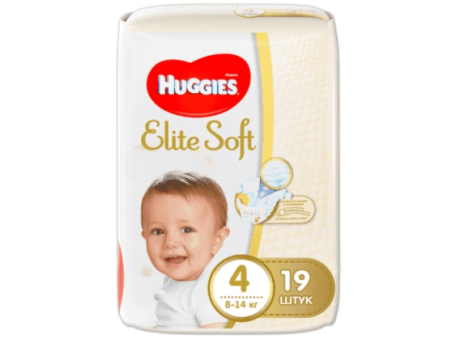 Huggies Elite Soft (Хагис Элит Софт) подгузники (4) 19 шт. 8-14 кг.
