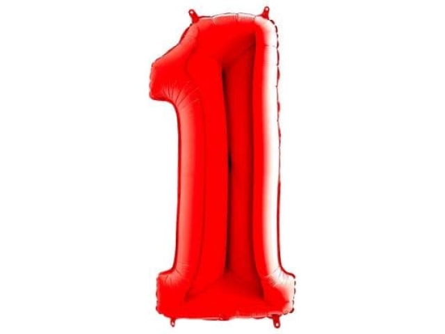шар 102 см цифра 1 красный цвет