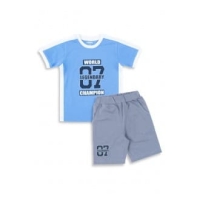 Комплект для мальчика (футболка+шорты) голуб.серый