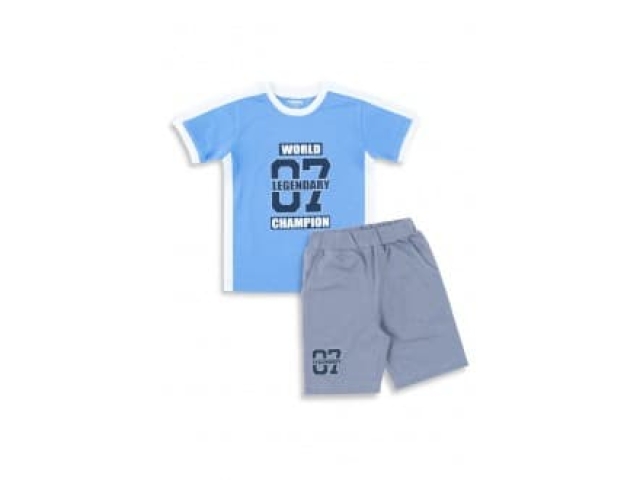 Комплект для мальчика (футболка+шорты) голуб.серый