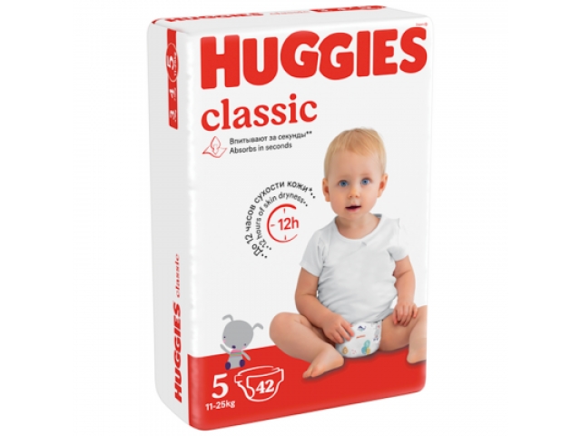 Подгузники Huggies Classic (5) Jumbo (11-25 кг) 42 шт